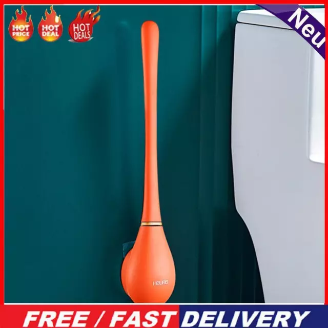 Bristles Brush Flexible Silicone Punchless Toilet Brush for Bathroom (Orange)