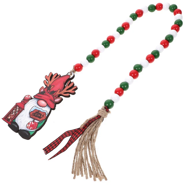 Pendentif en perles de bois de Noël Père Noël Décoration à suspendre en perles