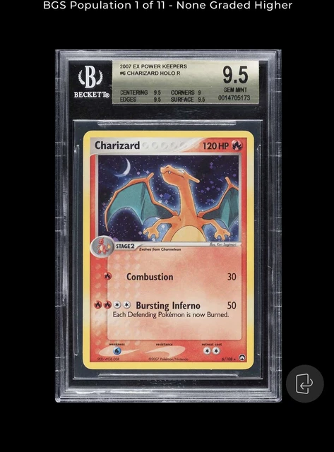 2007 Pokemon Ex Power Keepers #6 Charizard - Holo BGS 9.5 GEM MINT PSA 10