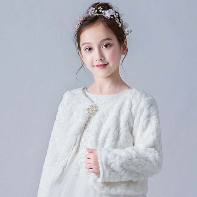 Bambini Cappotto Pelliccia Finta Scialle Ragazze Furry Maglia Manica Lunga Bello