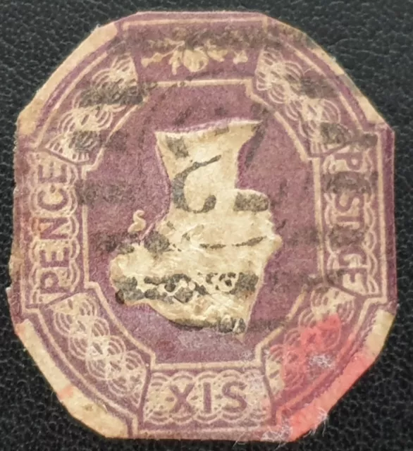 DUZIK S: GB QV 1854 6d purple Embossed SG60wi used cut to shape (Nos383)**