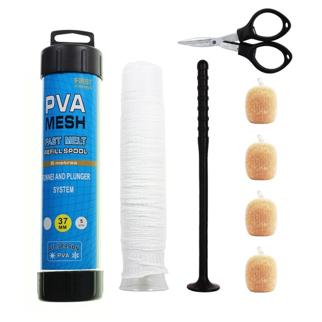 OFFCUP Kit De Maille En PVC De 5 M Avec Ciseaux, Filet De Pêche Sacs Filet Bait Soluble Dans L'eau PVA, 25 Mm De Large, Accessoires De Pêche à La Carpe Avec