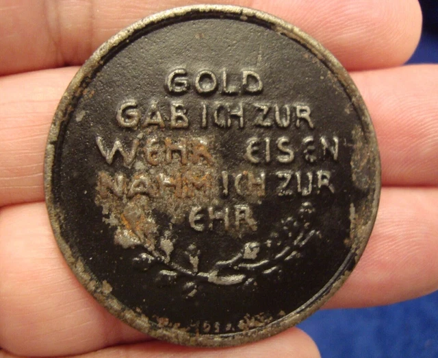 1916 WWI German IN EISERNER ZEIT - Gold For Iron Donation Medallion or Token 3