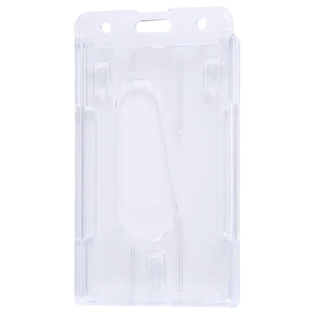 1x Vertical Hard Plastic Badge Holder  Card ID Multi Transparent 10x6cm H7F3