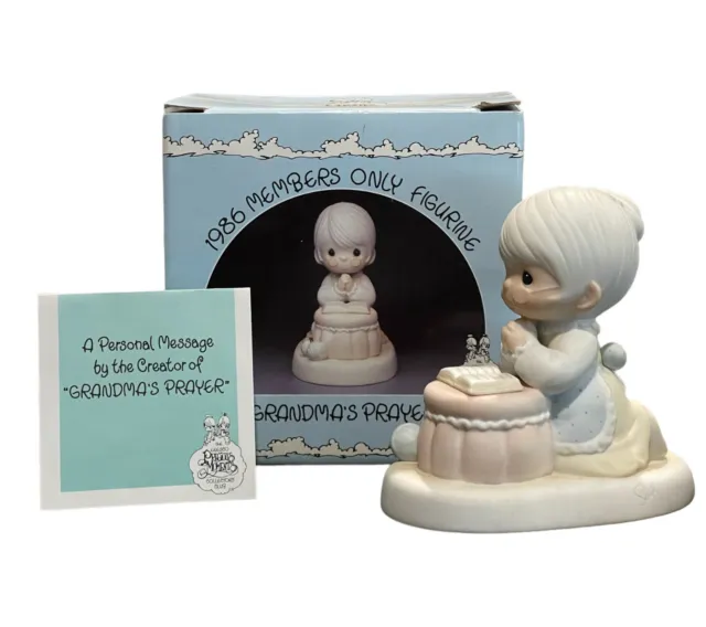 Precious Moments “Grandma’s Prayer” PM861~Box~Porcelain Figurine~Bible~Yarn