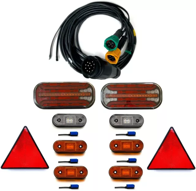 Anhängerbeleuchtung SET LED Rückleuchten 12V 24V 5 m 13 polig Kabel für Anhänger