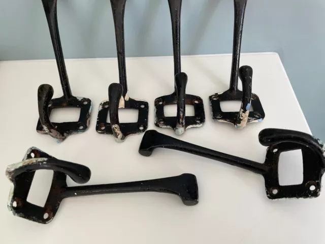 Vintage Antique School Coat Hooks Architectural Original Numbers Circa 1950 Used