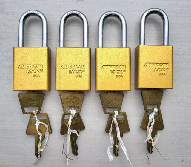 (4) American Lock  Co. YFF Series 1105 Keyed Padlock Gold  Lockout