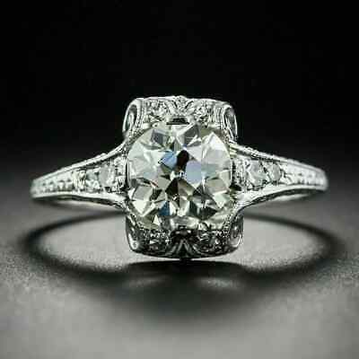 Circa 1930's Vintage Art Deco Old European Round Cut Diamond Engagement Ring SIL