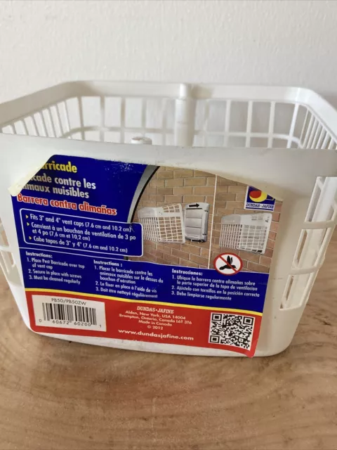 New! Dundas -Jafine Plastic Pest Barricade Vent Guard 3”-4” Dryer Exhaust PB50ZW