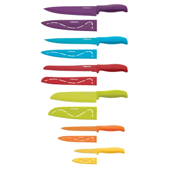 Farberware Tie Dye Pattern Knife Set with Shears and Blade Covers
