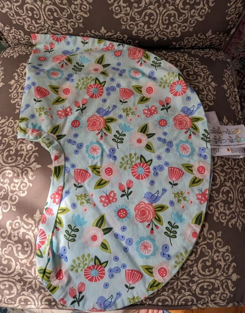 Boppy Cover Blue Floral Butterfly Birds Zip Closure
