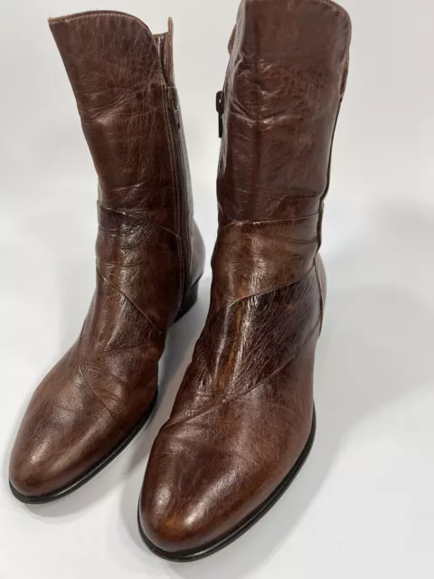 Everybody by BZ MODA Women's Brown Leather Mid Calf Boots Size 38, 7.5. Clean! 