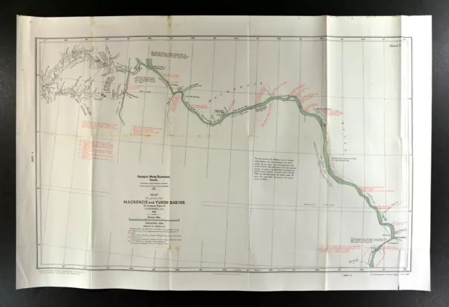 1890 Canada Geological Survey Map Mackenzie River Fort McPherson to Good Hope NT
