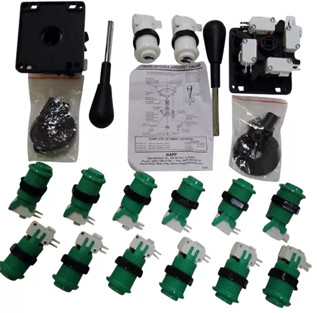 Suzo-Happ Arcade Control Panel Green Kit - 14 Buttons & 2 Ultimate Joysticks
