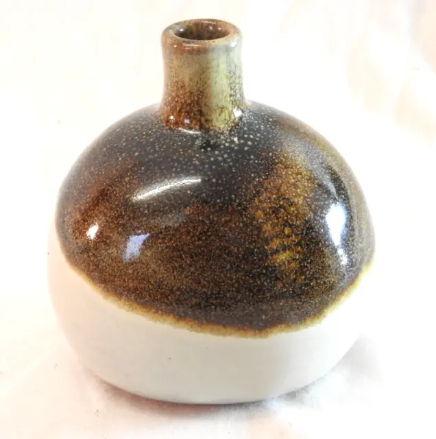 Vintage Speckled Half Glaze Ceramic German? Art Studio Pottery Bulb Vase
