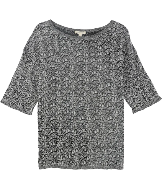 Eileen Fisher Damen Organisch Leinen Blend Pullover Bluse, Schwarz, Groß