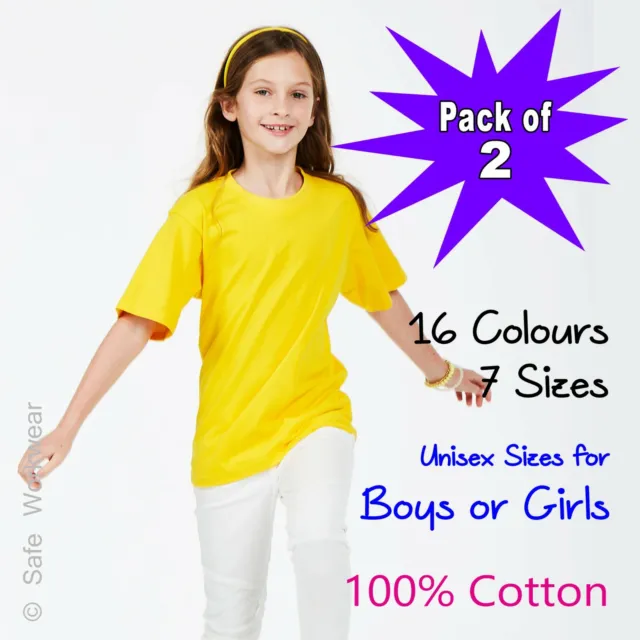 Confezione da 2 T-shirt semplice bambini per uniforme scolastica ragazzi ragazze bambini top di qualità