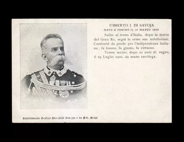 Monarchia. Savoia. Ricordo di Umberto I. Gaetano Bresci. Anarchia.