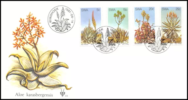 SWA / Namibia Mi.Nr. 504-507 FDC Aloe / Aloen / Pflanzen