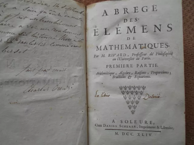 Abrege Des Elements De Mathematiques Par M. Rivard - A. Soleure 1744