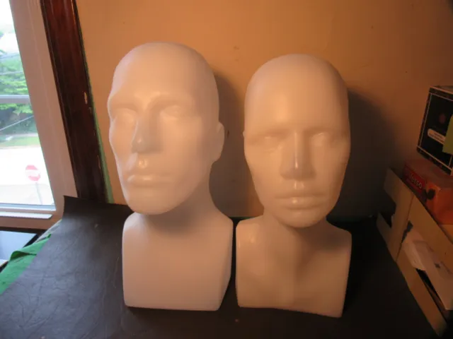 Plastic Mannequin Head Bust Wig Hat Jewelry Display  Pair