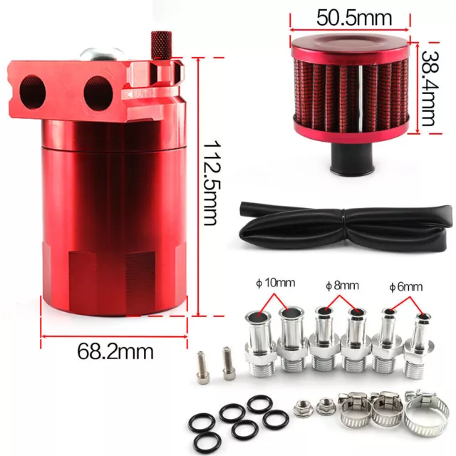 Oil Catch Can Kit Breather Baffled Reservoir Tank Aluminum Universal 300ML