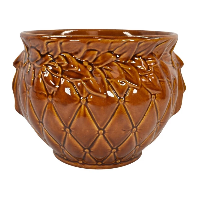 McCoy 1954 Mid Century Modern Art Pottery Brown Quilted Large Jardiniere 48