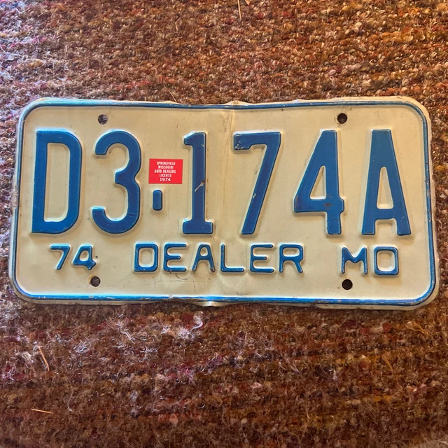 SINGLE MISSOURI DEALER LICENSE PLATE 1974 D3174A 9.99 PicClick