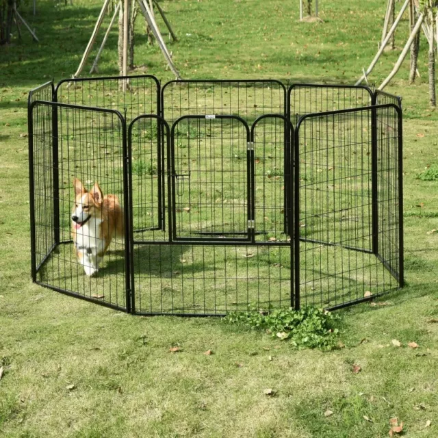 Parque para Mascotas Perros 8 Vallas 79x100 cm Corral Plegable con Puerta