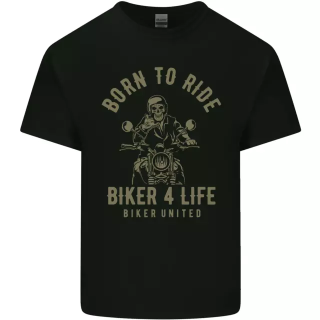 T-shirt top da uomo in cotone Biker 4 Life moto teschio