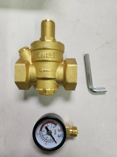 Válvulas reguladoras reductoras de presión de agua ajustables de latón DN25 con medidor