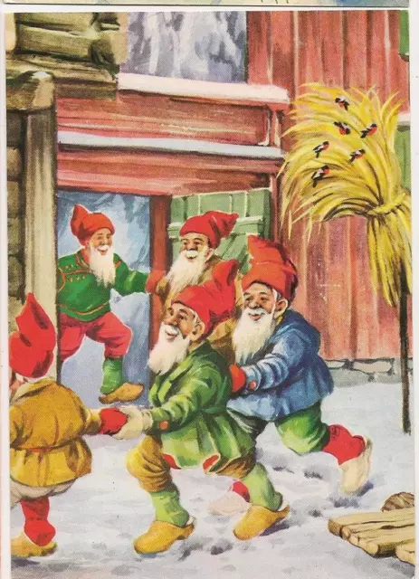 Weihnachten AK Grußkarte Zwerge Finnland Stempel Retour Empfänger unbekannt