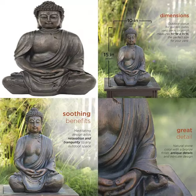 Meditating Buddha Statue - Outdoor Decor for Garden Patio Deck Porch Yard Art