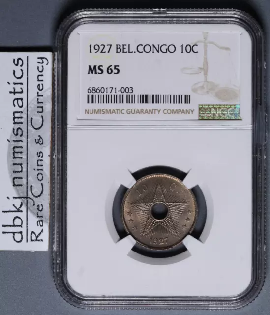 1927 Belgian Bel.Congo 10¢ - NGC MS65