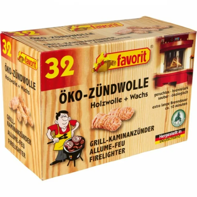 Favorit Grill-/Ofen- Zündwolle 32 er Ökoanzünder