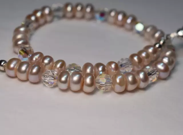 Pearl and Crystal Beads Fancy Show or Wedding Collar, Cat or Small Dog