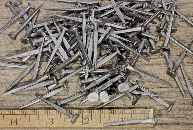 1 1/2” Square NAILS 200 lot antique wrought iron look round flat head Brads 1.5"