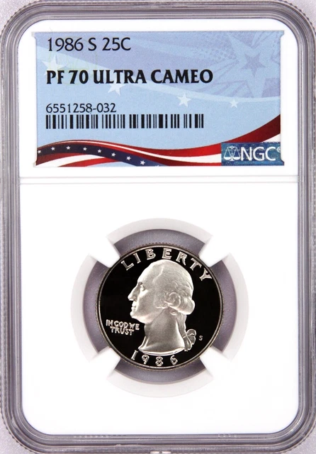 1986-S Washington Proof Quarter, Graded PF70UC by NGC - Registry Quality ~1B
