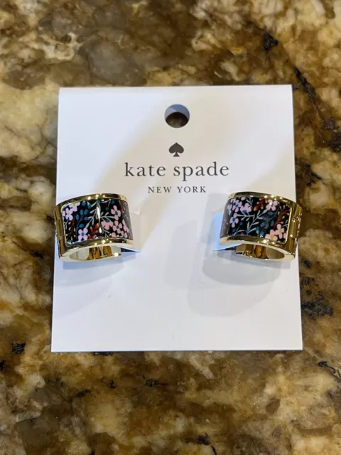 Kate Spade New York heritage spade flower hoop earrings NWT 3