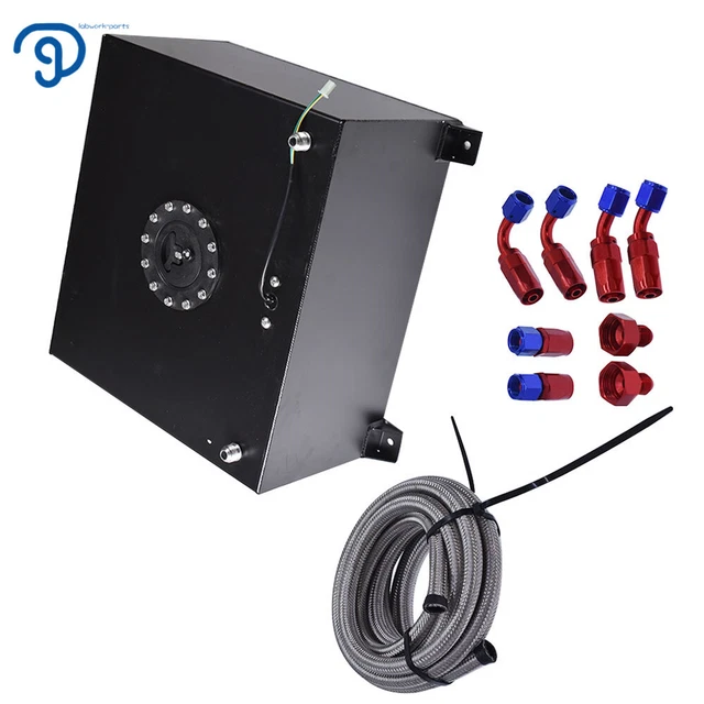 15 GALLON FUEL Cell Gas Tank Aluminum Tank+Level Sender Fuel Line Kit