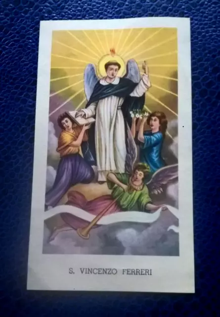 VECCHIO e RARO SANTINO   HOLY CARD SAN VINCENZO  FERRERI   ,,, COLORE  USATO  48