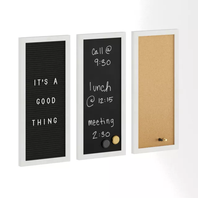 18" x 24" Cork Board, Chalk Board, Letter Board Set with Included Push Pins