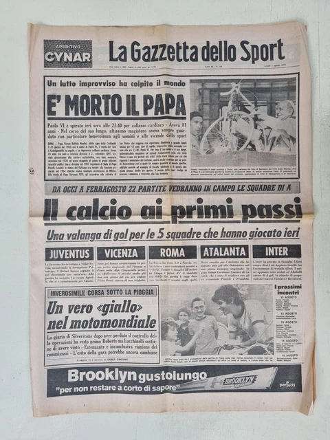 Gazette Dello Sport 13 Août 1977 Ange Jacopucci - Inter