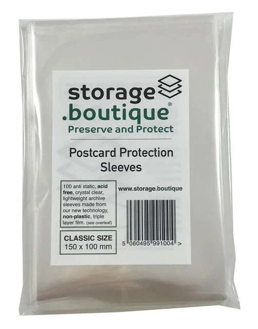 STORAGE.BOUTIQUE POSTCARD PROTECTION Sleeves, Crystal Clear, Acid Free