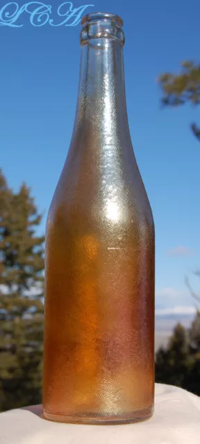 Beautiful ANTIQUE orange CARNIVAL GLASS soda bottle CANADA DRY - Ginger Ale