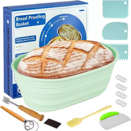 Duscdesp 14Pcs Sourdough Bread Proofing Basket Set, Food-Grade Silicone Oval
