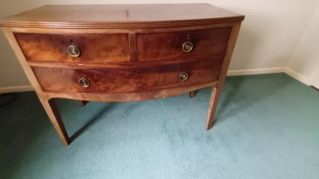 Edwardian Mahogany Dressing or Side Table. Pretty bow front and curved drawers