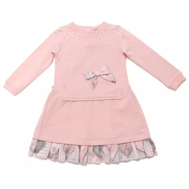 7833AD abito bimba girl MONNALISA pink cotton fleece dress kids