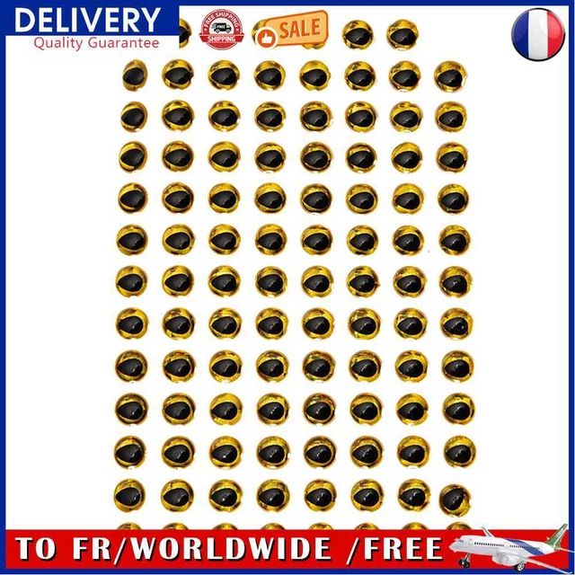 100pcs 3D Holographic Fishing Lure Eyes Fly Tying Bait Eye Tackle (Gold)